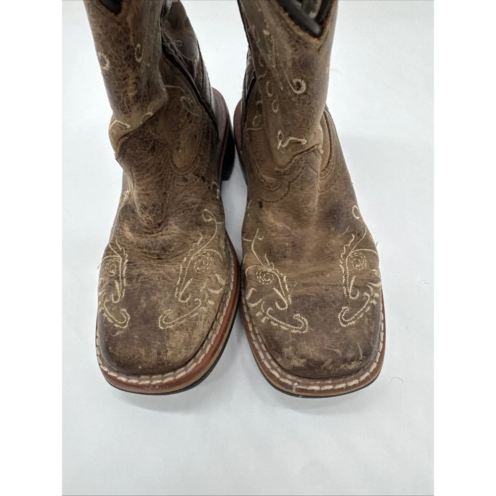 Smoky Mountain Western Boots Square Toe Brown Little Girls Youth Size 11